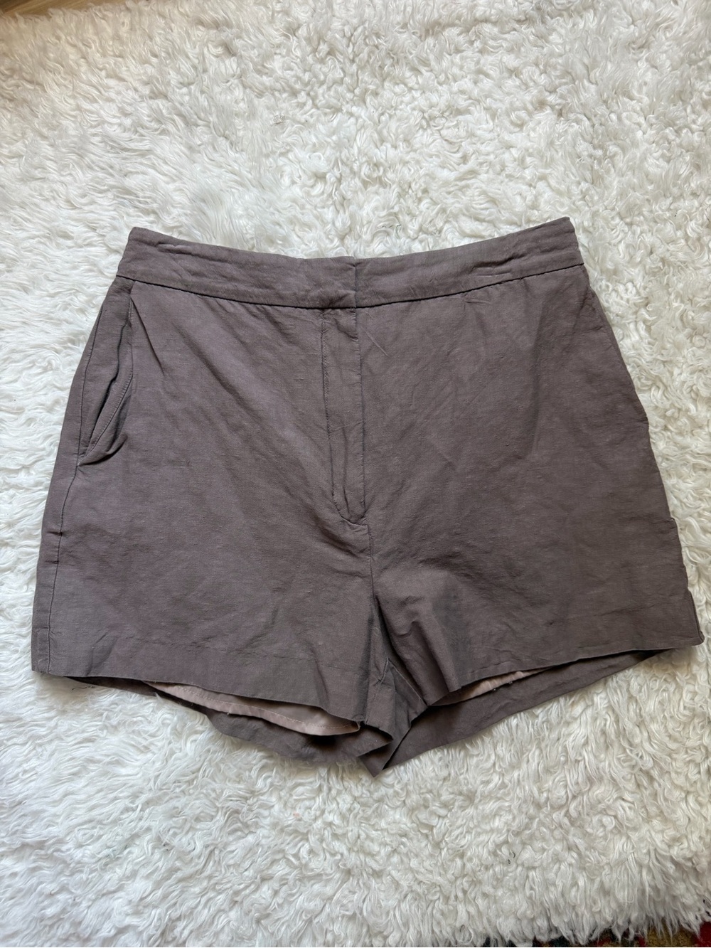 Aritzia Babaton High-Rise Chino Shorts Sable Brown Lined 10